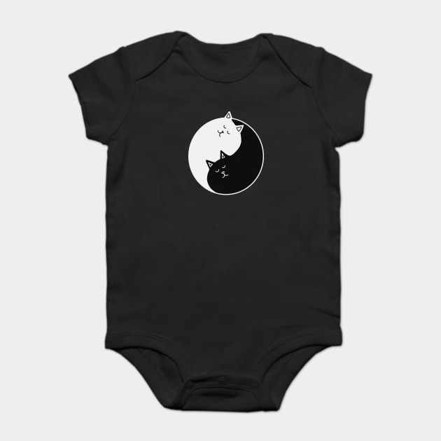 Yin Yang Cats, Cute Cats, Kitten Cat Lover Baby Bodysuit by logiamerch